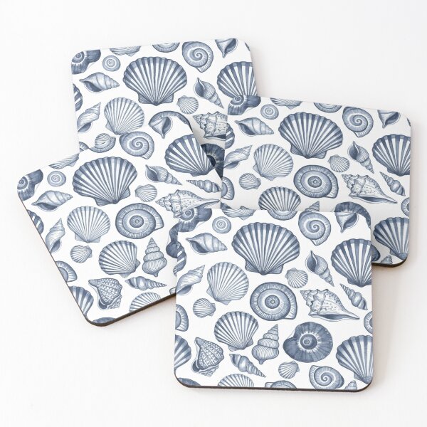 Item preview, Blue Watercolor Seashell Pattern Coastal Nautical Seamless Ocean Shells Beach Aesthetic Design designed and sold by MS Pod Studio.