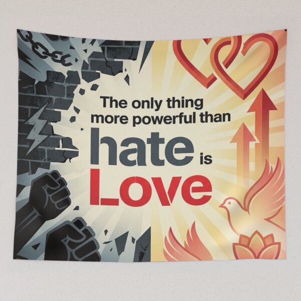 Item preview, Geometric Love Overcomes Hate Inspirational Art Poster designed and sold by DGtaLrtcom.
