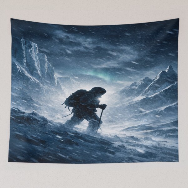Item preview, Cinematic Antarctic Explorer in Snowstorm – Epic Survival Adventure Wall Art designed and sold by Globalcitytees.