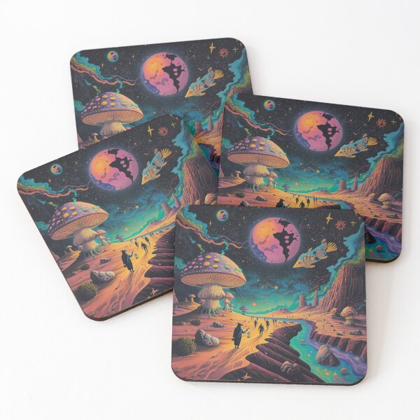 Item preview, Cosmic Desert Journey – Psychedelic Pop Art Street Art Illustration designed and sold by PLUSHIWORLDtm.