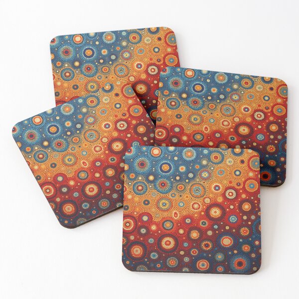 Item preview, Aboriginal Inspired Art - Red Blue Circles Pattern designed and sold by GrinGalore.
