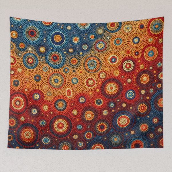Item preview, Aboriginal Inspired Art - Red Blue Circles Pattern designed and sold by GrinGalore.