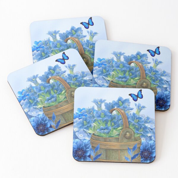 Item preview, Blue Blossom Basket with Butterfly designed and sold by Fantacaroo Designs.