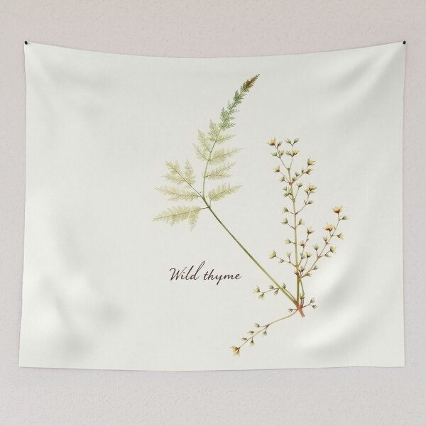 Item preview, Beige Botanical Fern & Thyme Wall Art – Classic Herb Illustration designed and sold by sana designer.
