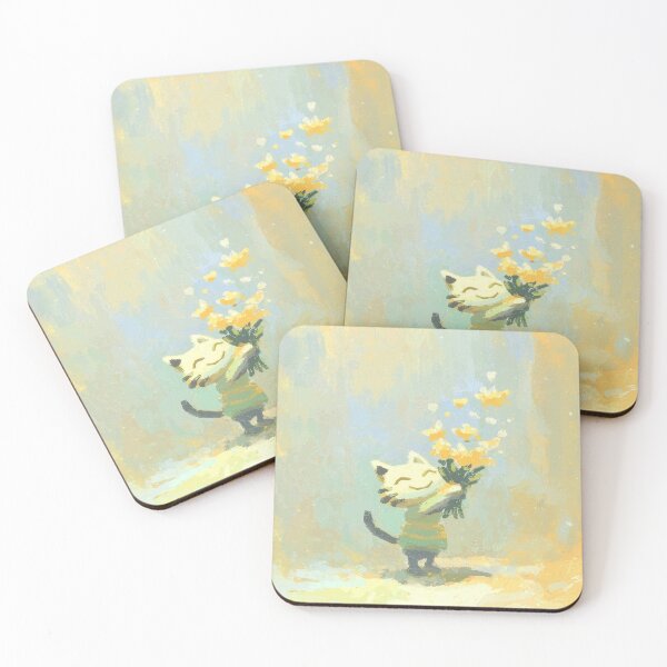 Item preview, Little Cat with Golden Flowers designed and sold by Dusk Atelier.