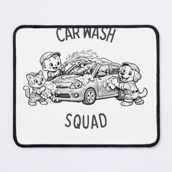 Item preview, Car Wash Squad Vintage Cartoon – Baby, Cat & Dog Cleaning Car Funny Cute Retro Illustration designed and sold by HOUSE OF TIST.