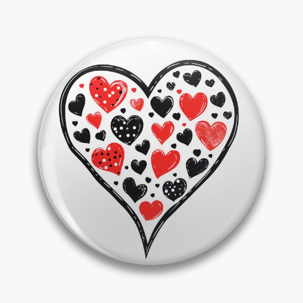 Item preview, Red Black Dotted Heart Saint Valentine's Day - Cute Kawaii Contrast Love Art Print designed and sold by DesignArtist.ia.
