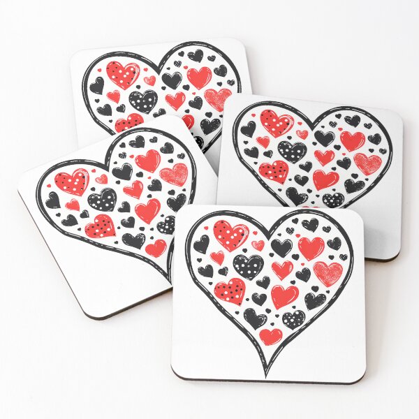 Item preview, Red Black Dotted Heart Saint Valentine's Day - Cute Kawaii Contrast Love Art Print designed and sold by DesignArtist.ia.