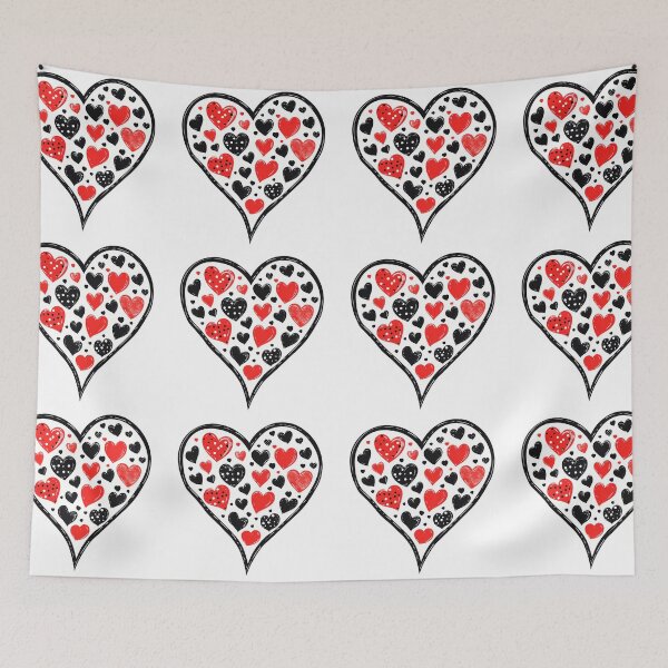 Item preview, Red Black Dotted Heart Saint Valentine's Day - Cute Kawaii Contrast Love Art Print designed and sold by DesignArtist.ia.
