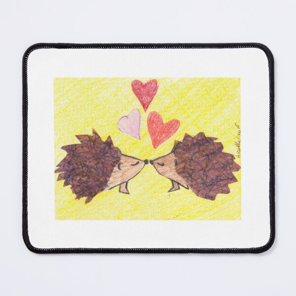 Item preview, Hedgehogs Love in yellow background, valentine's day art and anniversaries designed and sold by creativegoldenleaf.