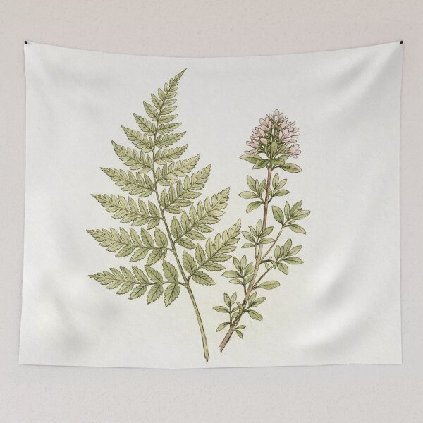 Item preview,   Beige Botanical Fern & Thyme Wall Art – Calm Nature Composition designed and sold by sana designer.