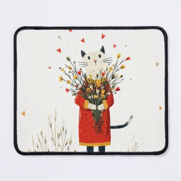 Item preview, Cat in Red Coat with Flowers designed and sold by Dusk Atelier.
