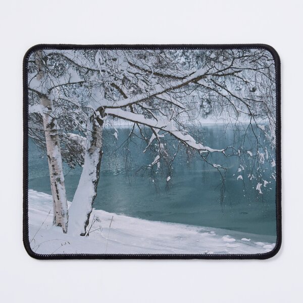 Item preview, Frozen Lake Steg with Winter Birch designed and sold by AKI | Art Kode of Imagination.