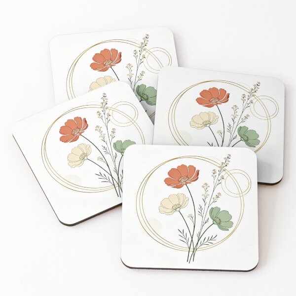 Item preview,   Beige Botanical Wildflowers Line Art – Soft Minimal Geometric Wall Art designed and sold by sana designer.