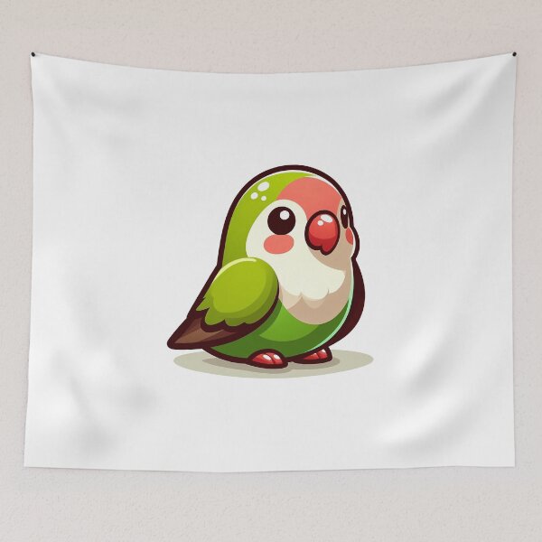Item preview, A cheerful cartoon parrot with vibrant green and red coloring, exuding cuteness and charm. designed and sold by cave-canvas.