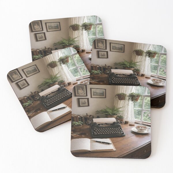 Item preview, Morning Writing Desk – Typewriter and Tea by the Cottage Window designed and sold by ArtFreshStudio.
