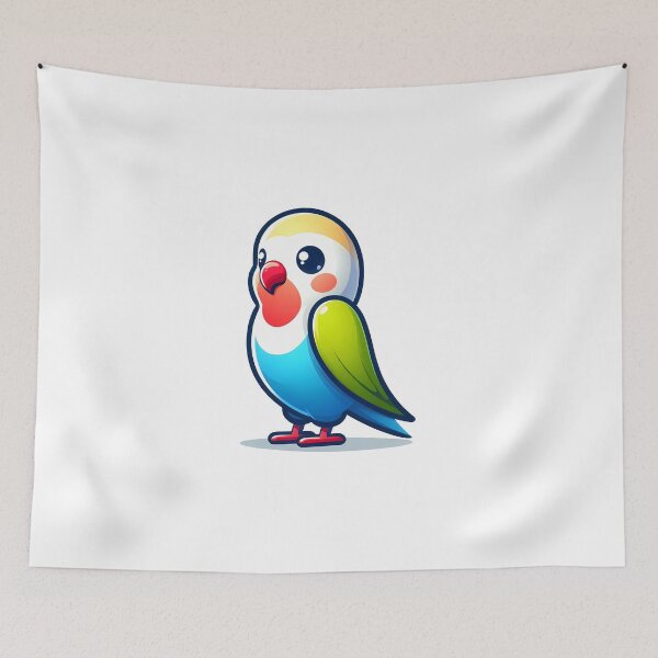 Item preview, Cute cartoon bird with blue and green feathers, big eyes, and a cheerful expression. designed and sold by cave-canvas.