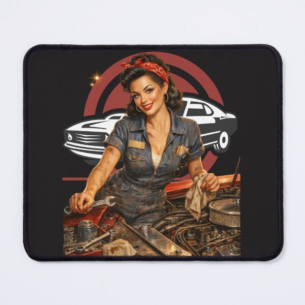 Item preview, Retro Female Mechanic Pin-Up – Vintage 1950s Woman Auto Repair designed and sold by Bea May Bombshell Studio.