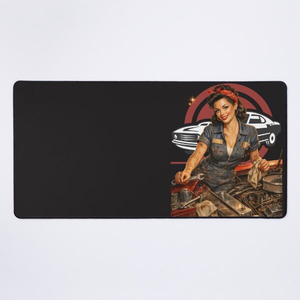 Item preview, Retro Female Mechanic Pin-Up – Vintage 1950s Woman Auto Repair designed and sold by Bea May Bombshell Studio.