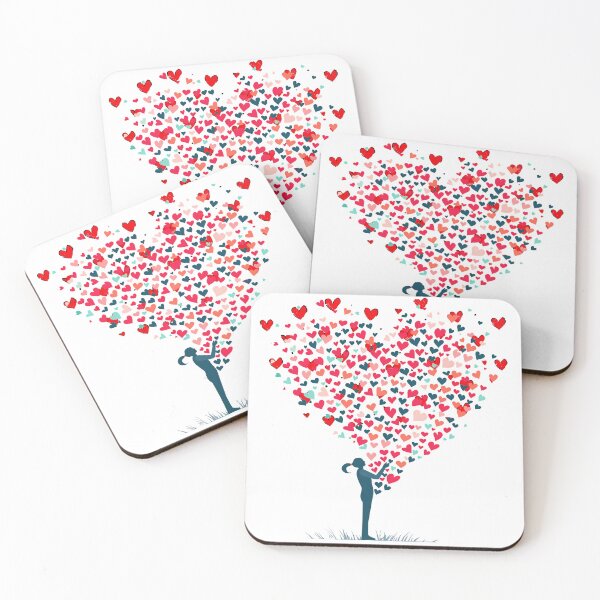 Item preview, Girl Reaching Heart Tree Saint Valentine's Day - Dreamy Colorful Love Silhouette Art Print designed and sold by DesignArtist.ia.