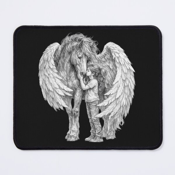 Item preview, Angel Horse With Girl Pencil Sketch designed and sold by madebysiwa.