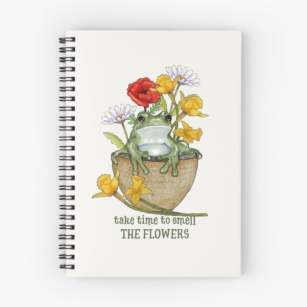 Item preview, Take Time to Smell the FLOWERS, Cute Frog, Toad and Flowers designed and sold by JoyfulWhimsy.