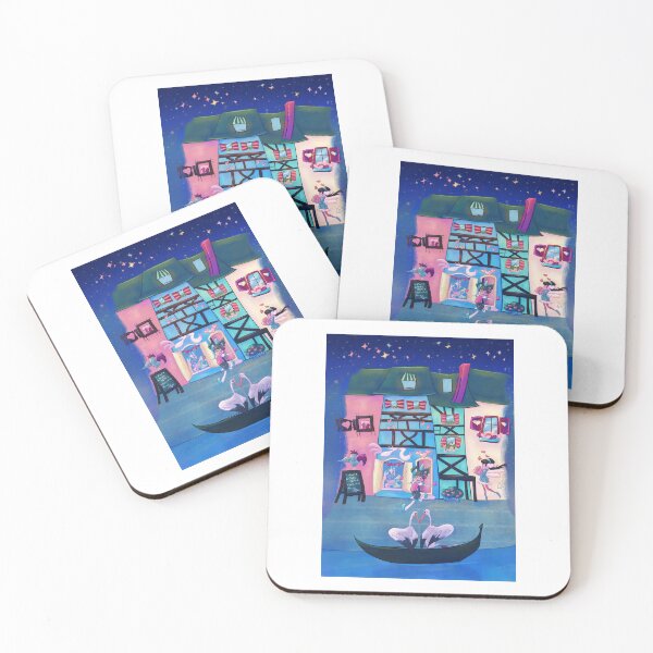 Item preview, Romantic Fairytale City Night Illustration - Whimsical European Town Art designed and sold by PaulaP-C.