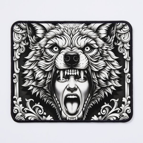 Item preview, Fierce Folk Horror Wolf Headdress Portrait designed and sold by Shoot-The-Moon.