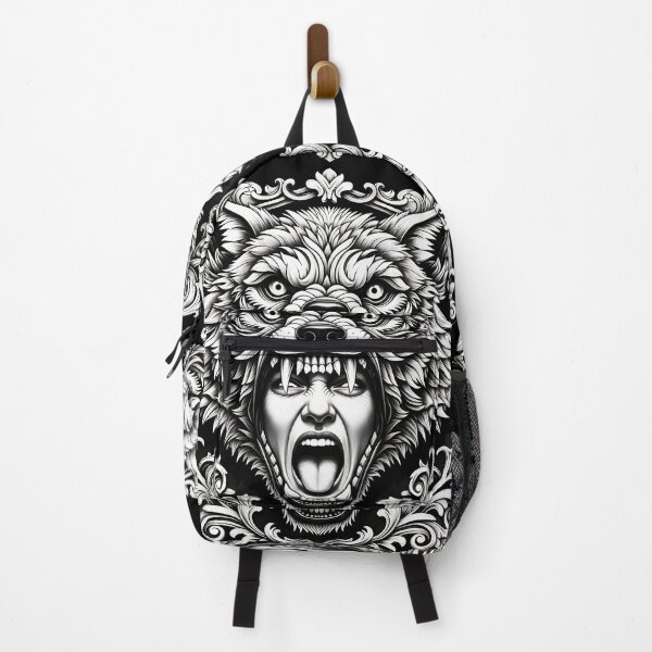 Item preview, Fierce Folk Horror Wolf Headdress Portrait designed and sold by Shoot-The-Moon.