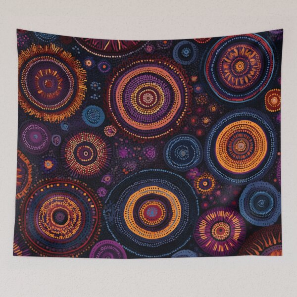 Item preview, Aboriginal Inspired Art - Midnight Circles designed and sold by GrinGalore.