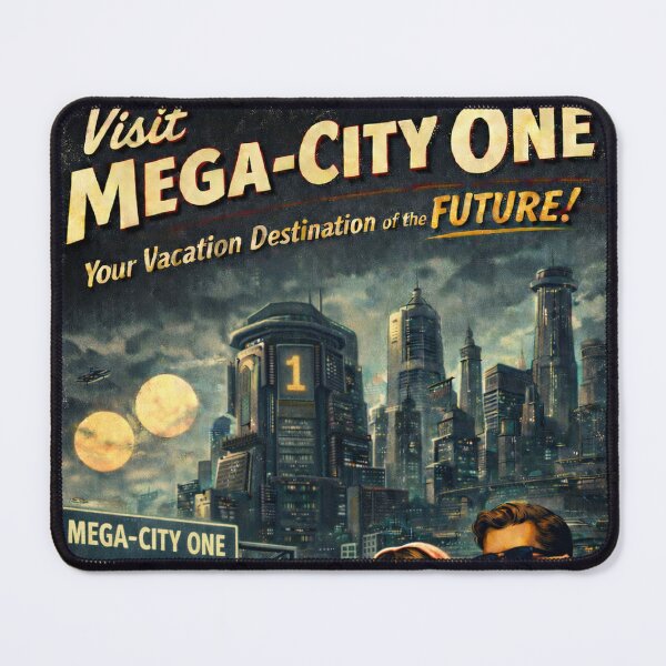 Item preview, Mega-City One Retro Travel Poster – Vintage Sci-Fi Dystopian Art Print designed and sold by MovieBuffs3000.