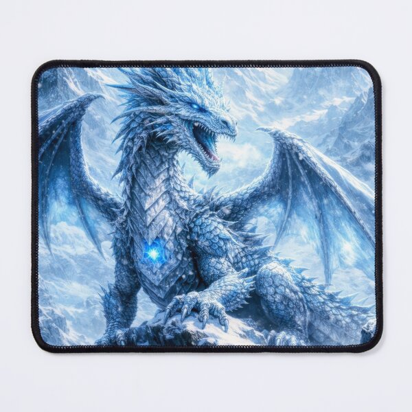Item preview, Ice Mountain Dragon – Frost Guardian of the Frozen Peaks designed and sold by DrakariArt.
