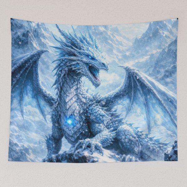 Item preview, Ice Mountain Dragon – Frost Guardian of the Frozen Peaks designed and sold by DrakariArt.