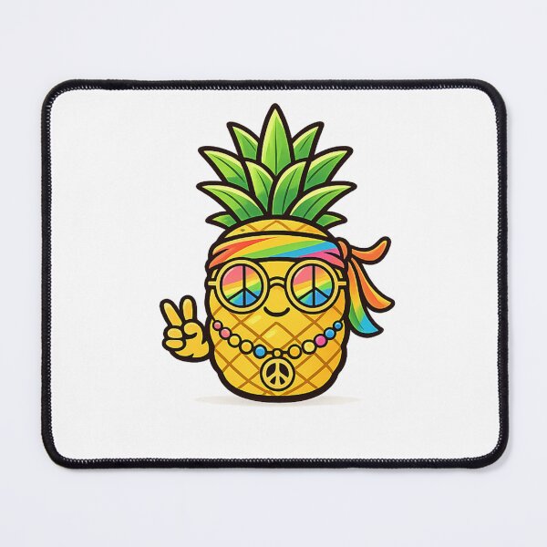 Item preview, Cool Hippie Pineapple – Retro Fruit Character with Psychedelic Glasses designed and sold by Droosam.