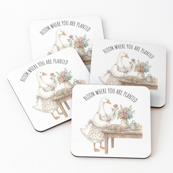 Item preview, Flower Arranging Goose Illustration Whimsical Cottage Gard designed and sold by MTJ-Mushrooms.