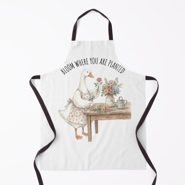 Item preview, Flower Arranging Goose Illustration Whimsical Cottage Gard designed and sold by MTJ-Mushrooms.