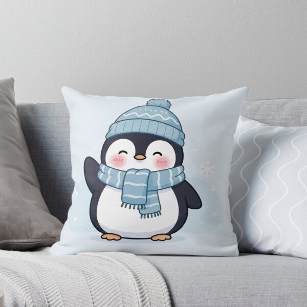 Item preview, Cute Winter Penguin with Scarf and Beanie – Kawaii Cozy Snow Illustration designed and sold by soletstudio.