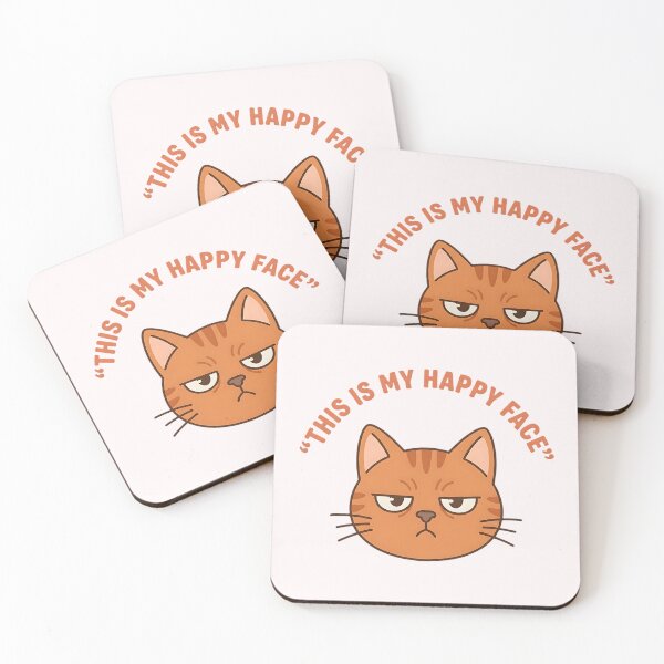 Item preview, Funny Grumpy This Is My Happy Face Cat designed and sold by MinaKiarts.