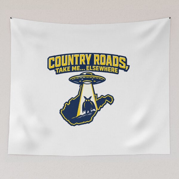 Item preview, Country Roads Take Me Elsewhere – WV UFO Cryptid Collegiate Style Design designed and sold by Sonic Nova Studios.