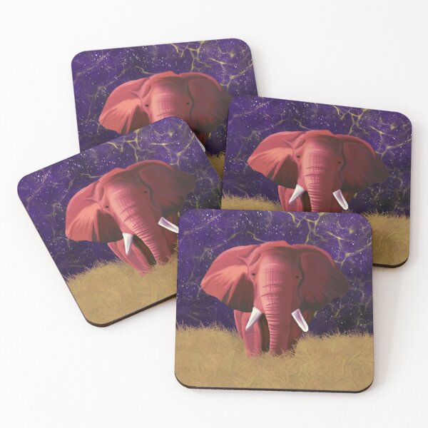Item preview, Pink Elephant in a Cosmic Field Illustration designed and sold by SkreeeCreations.
