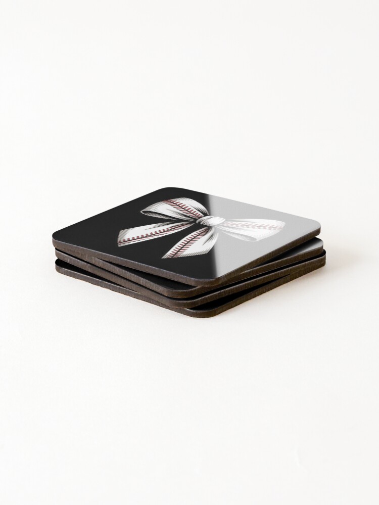 Thumbnail 4 of 5, Coasters (Set of 4), Baseball Thread Ribbon (White & Red) designed and sold by ComfortsofHome.
