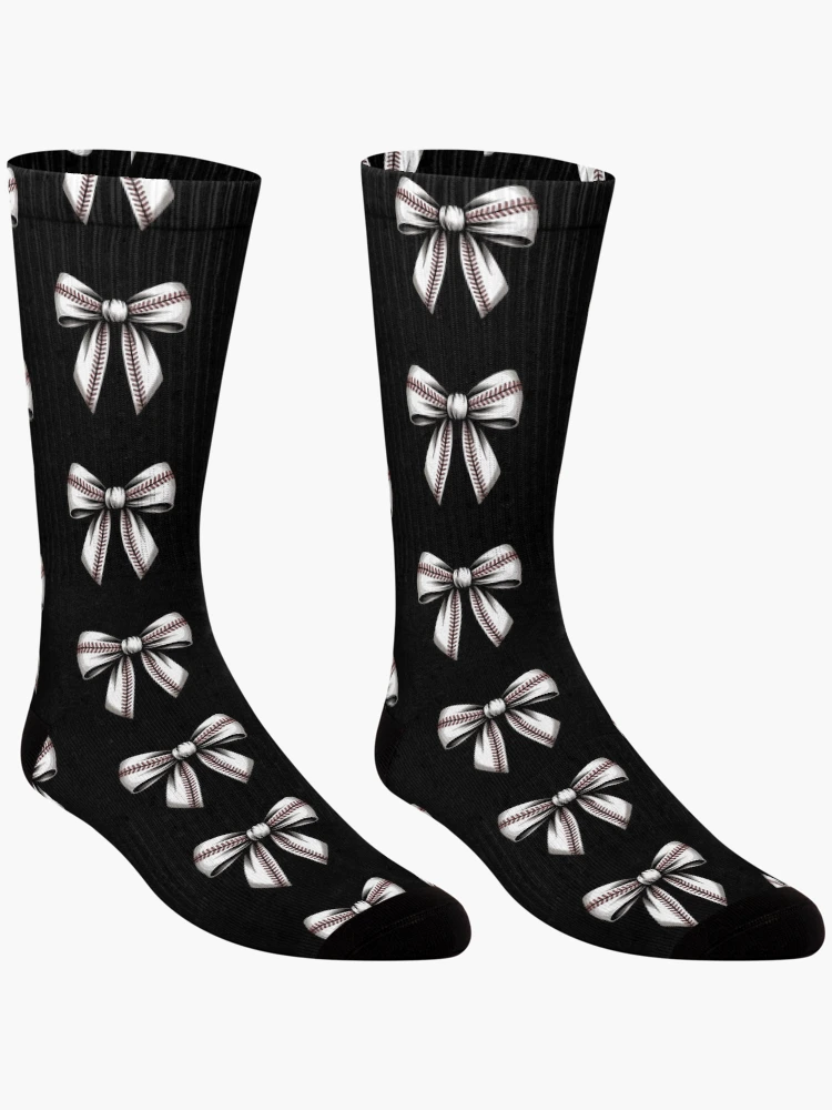 Thumbnail 3 of 5, Socks, Baseball Thread Ribbon (White & Red) designed and sold by Comforts of Home, LLC.