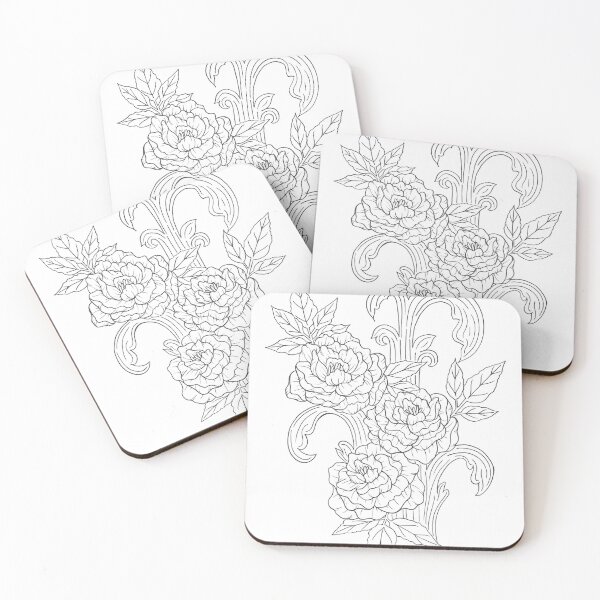 Item preview, Frilly Floral Sketch – Botanical Line Art Neutral Floral Drawing designed and sold by Tiffany Fabelo Studio.