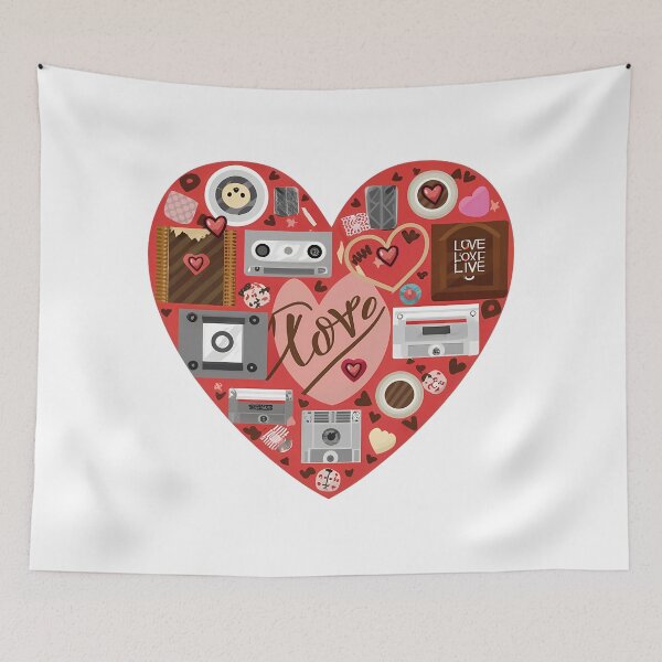 Item preview, Retro Mixtape Love Heart Saint Valentine's Day - Cute Nostalgic Cassette Collage Art Print designed and sold by DesignArtist.ia.