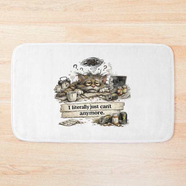 Item preview, Burnout Cat – I Literally Just Can’t Anymore | Funny Exhausted Cat Illustration designed and sold by DigiWoosh.