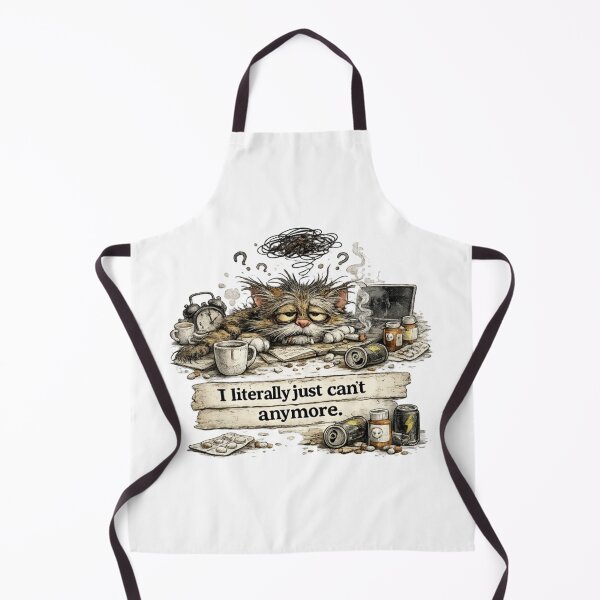 Item preview, Burnout Cat – I Literally Just Can’t Anymore | Funny Exhausted Cat Illustration designed and sold by DigiWoosh.