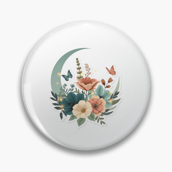 Item preview, Moonlit Wildflower Crescent with Golden Glow Butterflies designed and sold by HOODYBUDSTYLES.