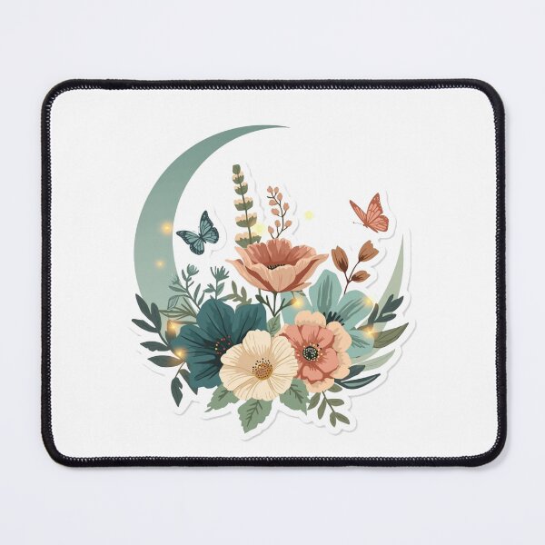 Item preview, Moonlit Wildflower Crescent with Golden Glow Butterflies designed and sold by HOODYBUDSTYLES.