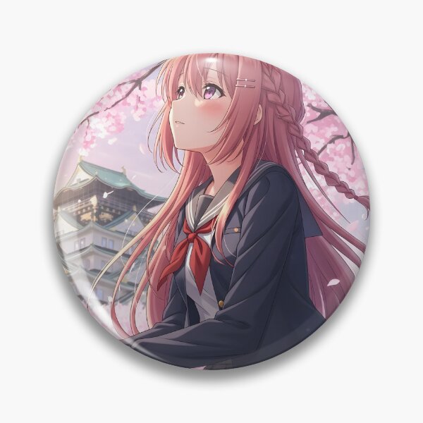 Item preview, Anime Girl Osaka Castle Nostalgic Spring Sakura designed and sold by Chibifaceneko.