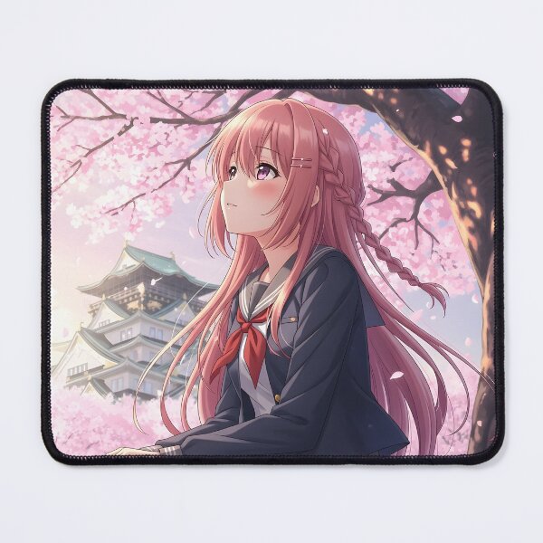 Item preview, Anime Girl Osaka Castle Nostalgic Spring Sakura designed and sold by Chibifaceneko.